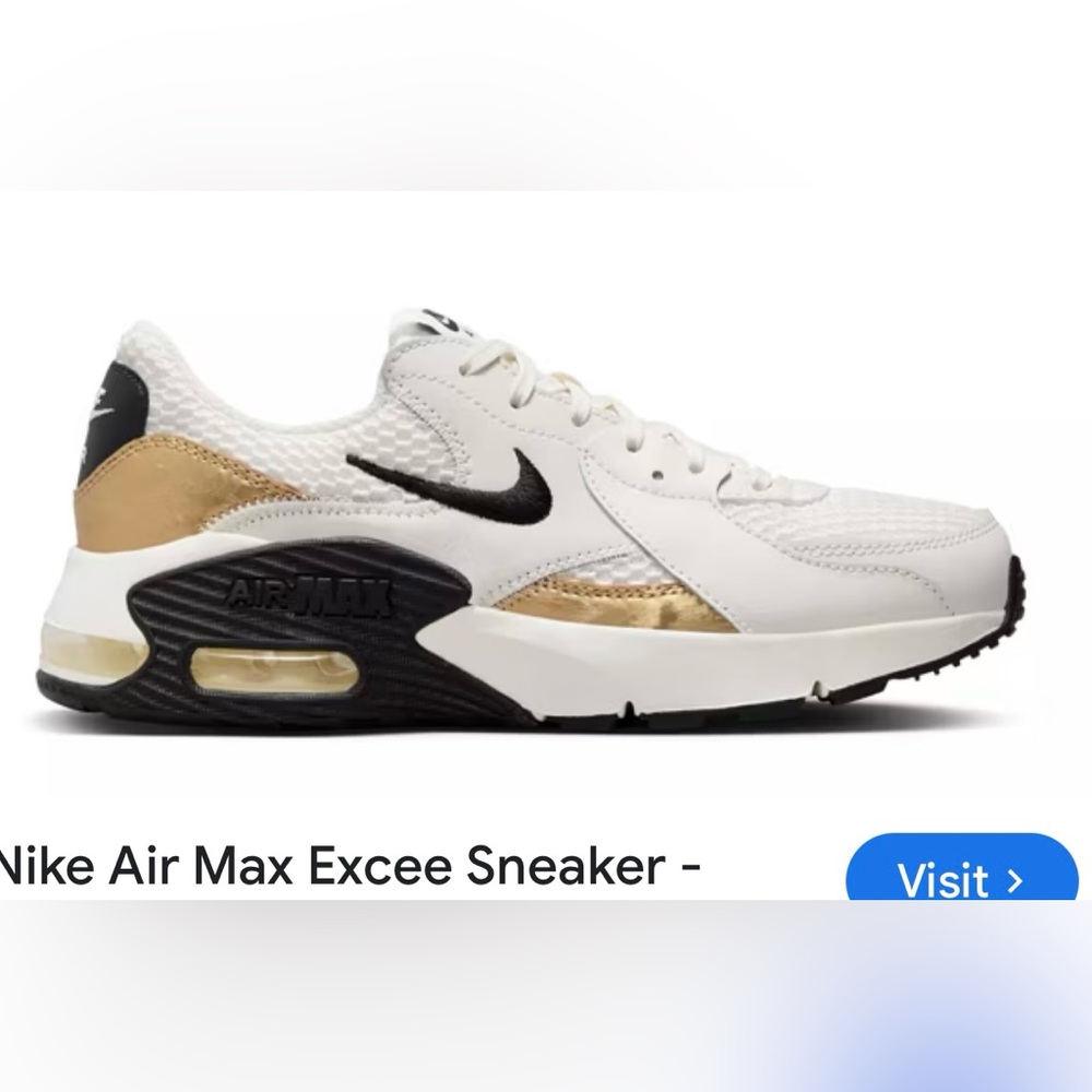 Nike Air Max Excee. Women’s size 8. White and Gold Sneakers